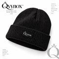 qvynox black ribbed cuff beanie, front view