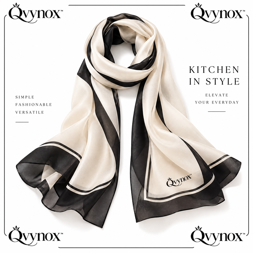qvynox Ivory & Black Printed Fashion Scarf — product overview