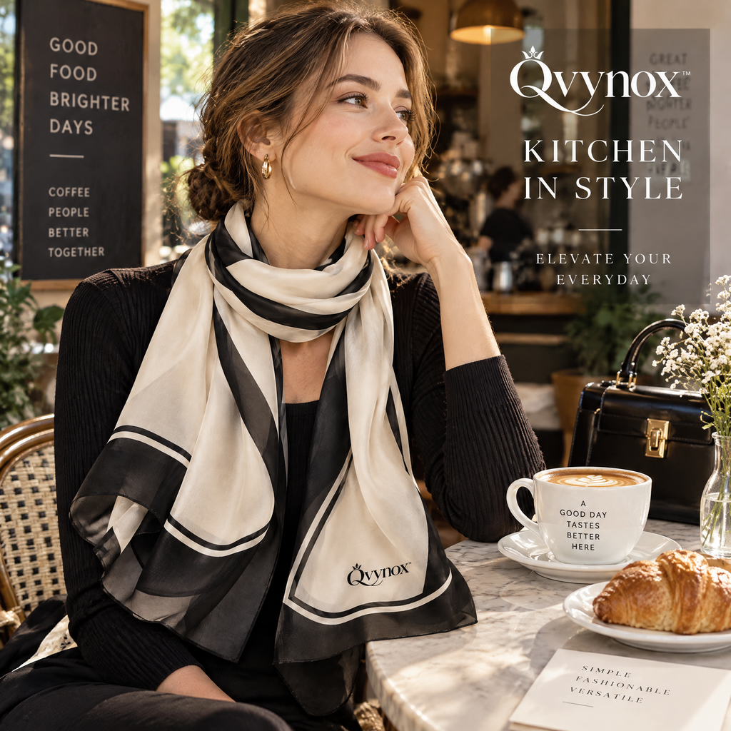 qvynox Ivory & Black Printed Fashion Scarf — styling inspiration