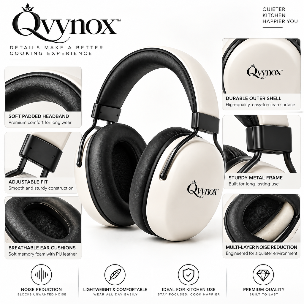 qvynox Black & Ivory Over-Ear Headphones — design details