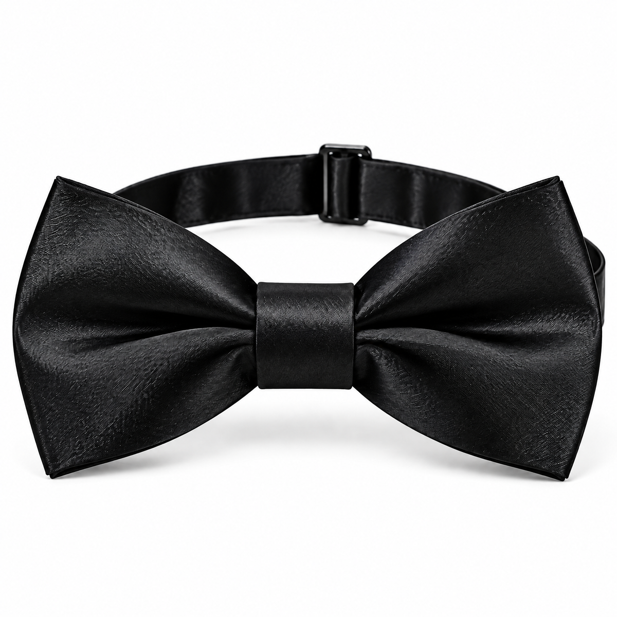 qvynox Classic Black Satin-Look Bow Tie — close-up view
