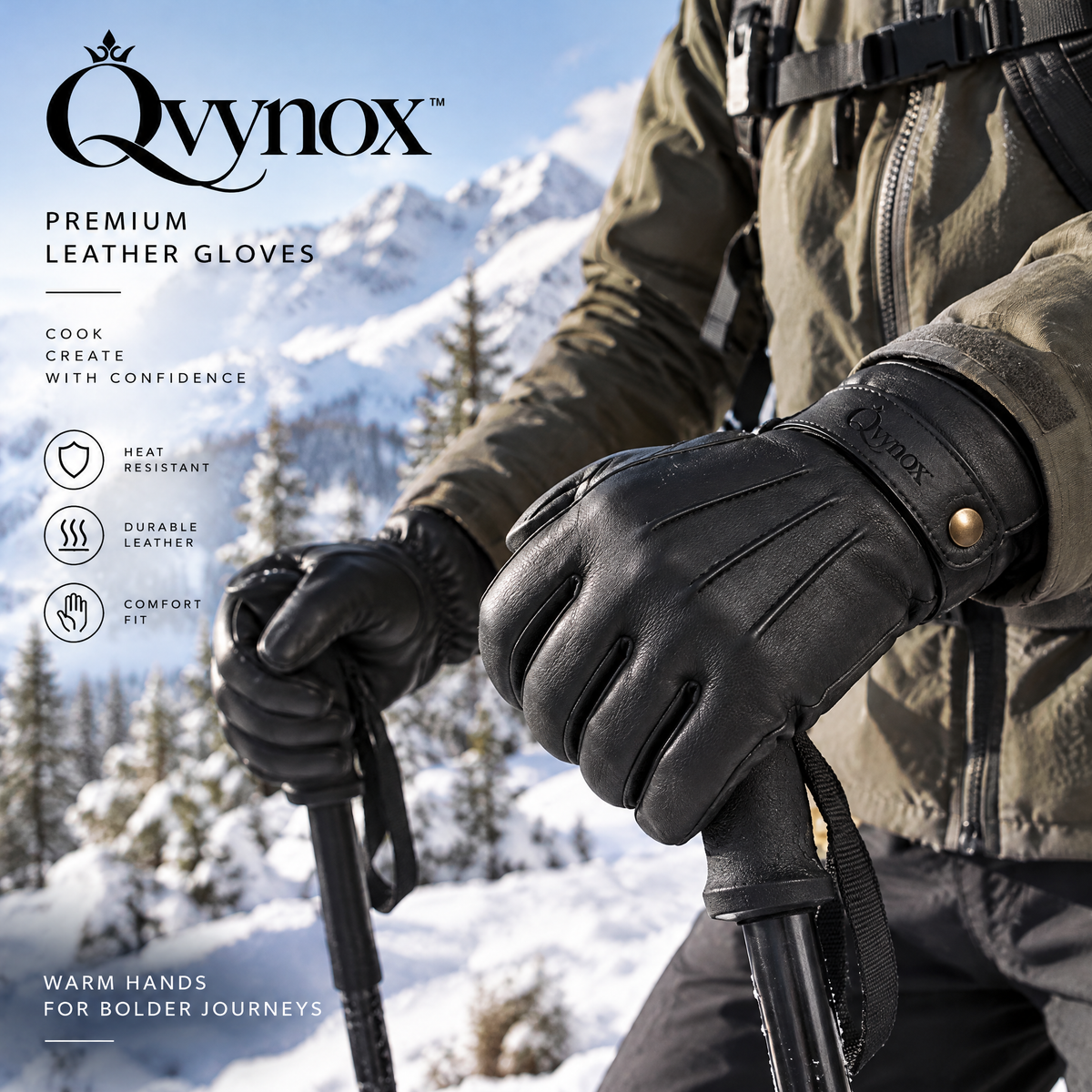 qvynox Black Leather-Look Full-Finger Gloves — styling inspiration